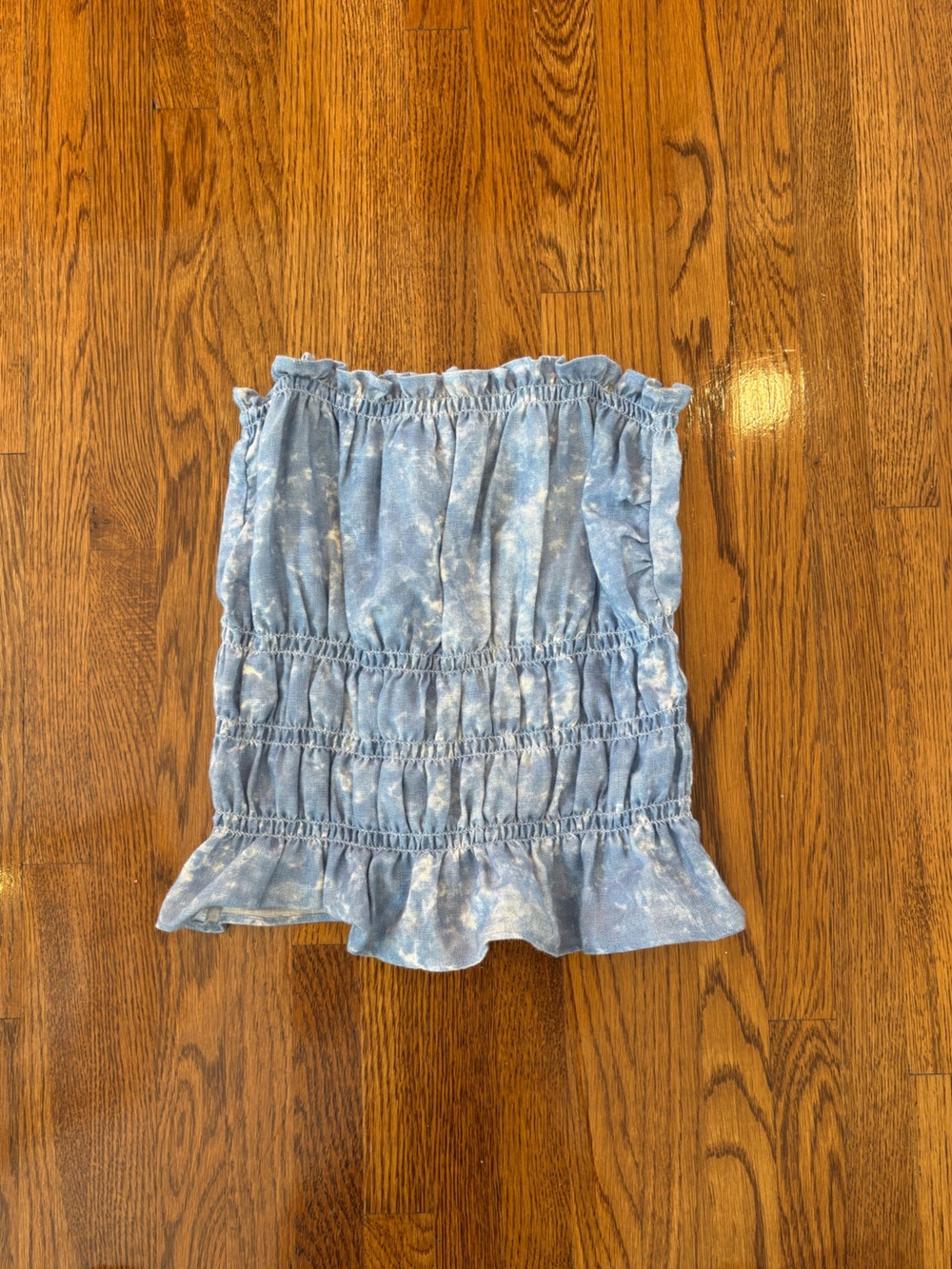 Reformation 100% Linen Light Blue Smocked Tube Top